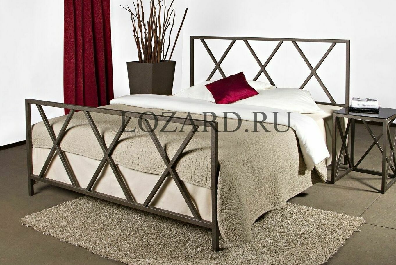 Кровать лофт в металлическом цвете