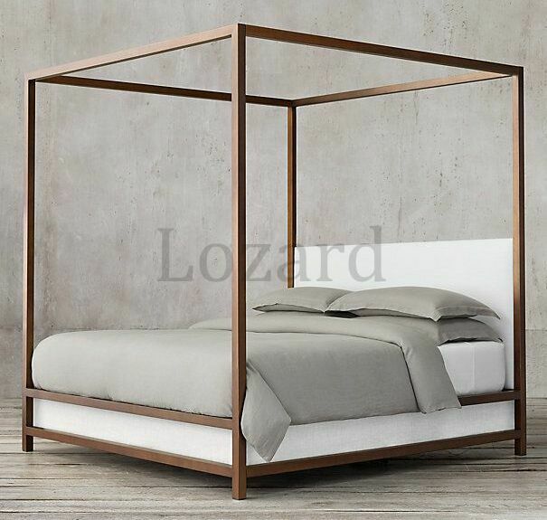 металлическая кровать с балдахином в стиле лофт 180х200