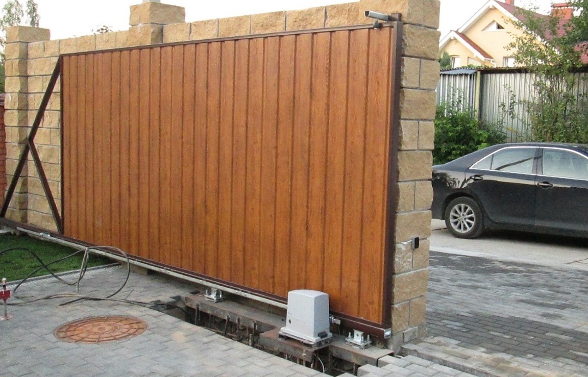 откатные ворота с ДПК